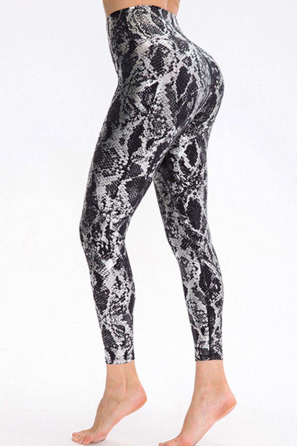 Animal Print Slim Fit Wide Waistband Long Sports Pants - Trendsi - Flyclothing LLC