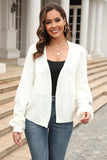 Fringe Trim Open Front Cardigan - Trendsi - Flyclothing LLC