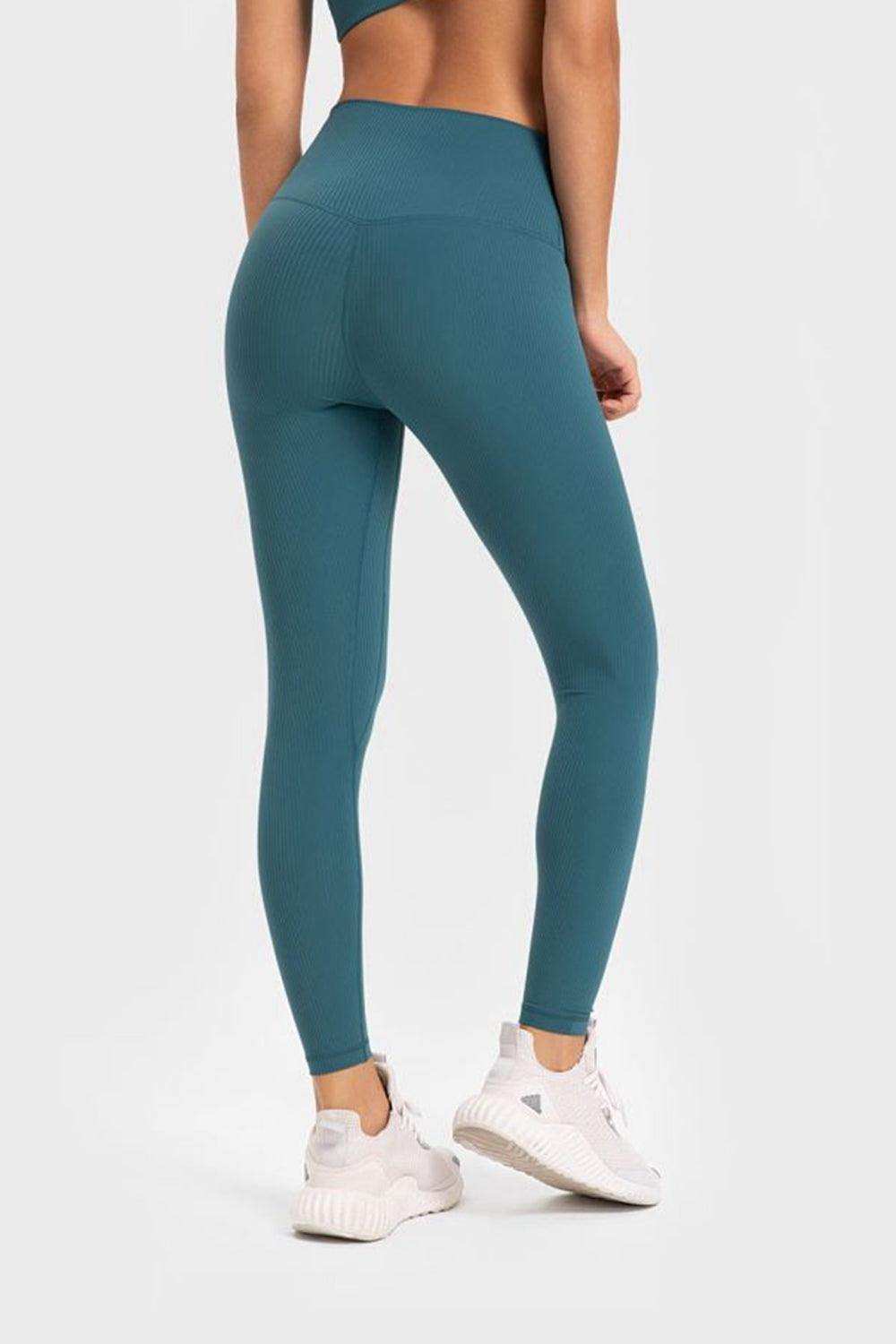 Highly Stretchy Wide Waistband Yoga Leggings - Trendsi - Flyclothing LLC