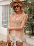 Tie Back V-Neck Ruffled Blouse - Trendsi - Flyclothing LLC