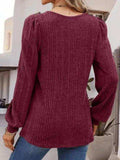 Square Neck Long Sleeve Top - Trendsi - Flyclothing LLC