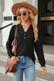 V-Neck Long Sleeve Blouse - Trendsi - Flyclothing LLC