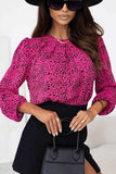 Leopard Round Neck Balloon Sleeve Blouse - Trendsi - Flyclothing LLC