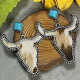 Bull Shape Turquoise Dangle Earrings - Trendsi - Flyclothing LLC
