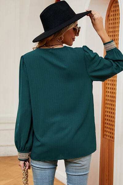 V-Neck Long Sleeve T-Shirt - Trendsi - Flyclothing LLC