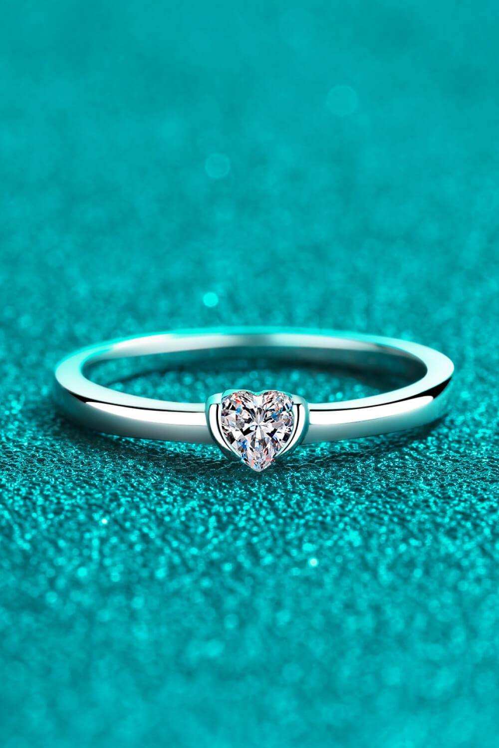 Heart-Shaped Moissanite Solitaire Ring - Trendsi - Flyclothing LLC