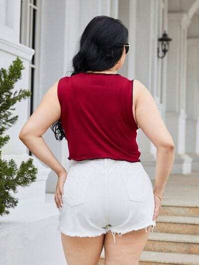 Plus Size Contrast Round Neck Tank - Trendsi - Flyclothing LLC