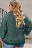 Plus Size Waffle-Knit Round Neck Dropped Shoulder Sweater - Trendsi - Flyclothing LLC