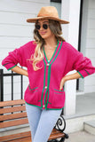 Waffle Knit V-Neck Cardigan with Pocket - Trendsi - Flyclothing LLC