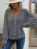 V-Neck Dropped Shoulder Blouse - Trendsi - Flyclothing LLC
