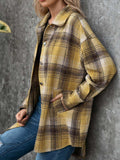 Plaid Collared Neck Long Sleeve Shirt - Trendsi - Flyclothing LLC