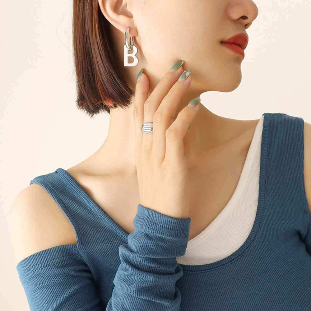 Letter B Titanium Steel Earrings - Trendsi - Flyclothing LLC