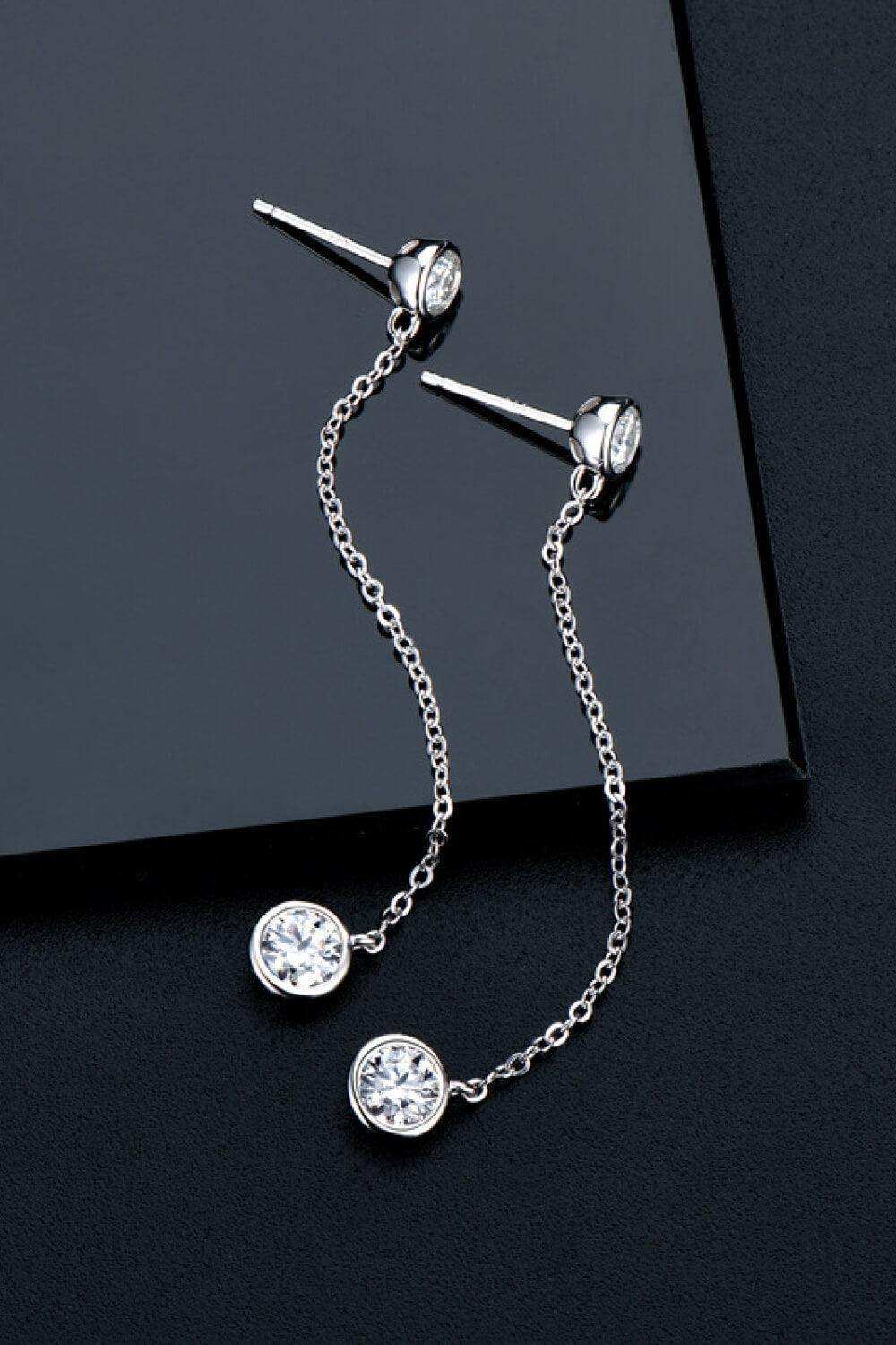 Moissanite Chain Earrings - Trendsi - Flyclothing LLC