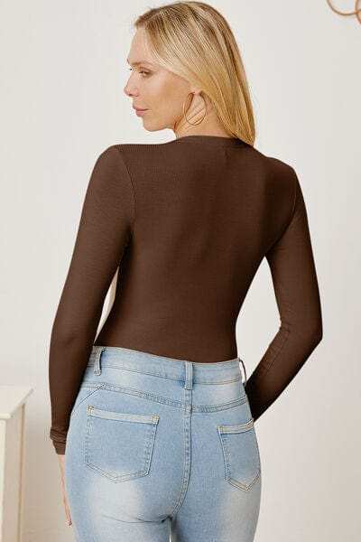 Zip Up Long Sleeve Bodysuit - Trendsi - Flyclothing LLC
