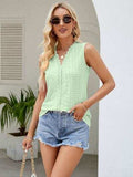 Eyelet Lace Detail V-Neck Tank - Trendsi - Flyclothing LLC