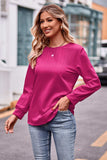 Round Neck Long Sleeve Tee - Trendsi - Flyclothing LLC
