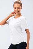Round Neck Raglan Sleeve Active Tee - Trendsi - Flyclothing LLC