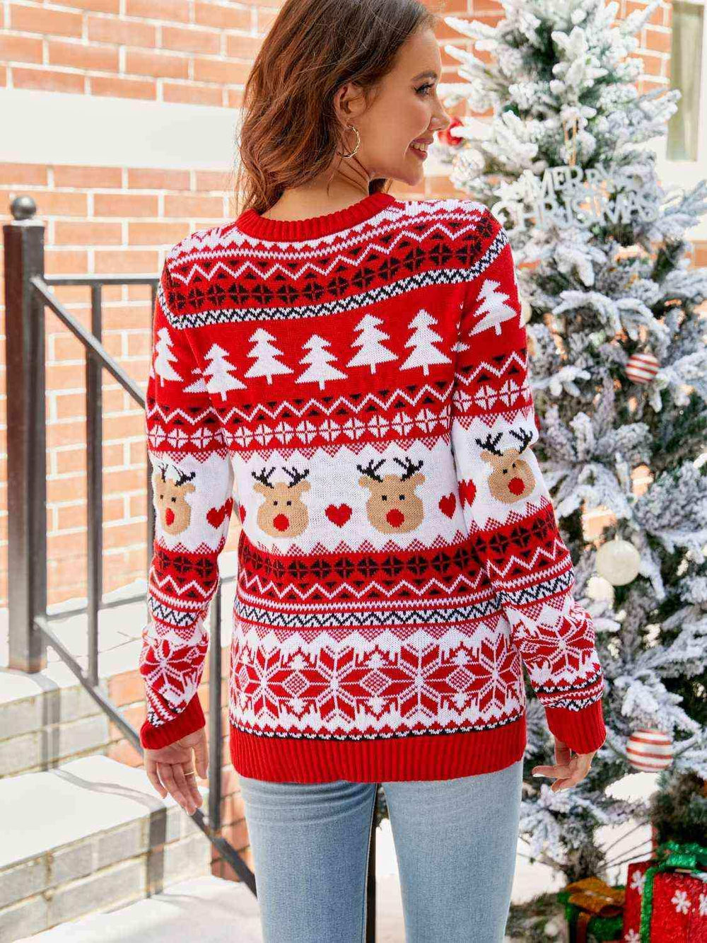 Christmas Round Neck Sweater - Trendsi - Flyclothing LLC