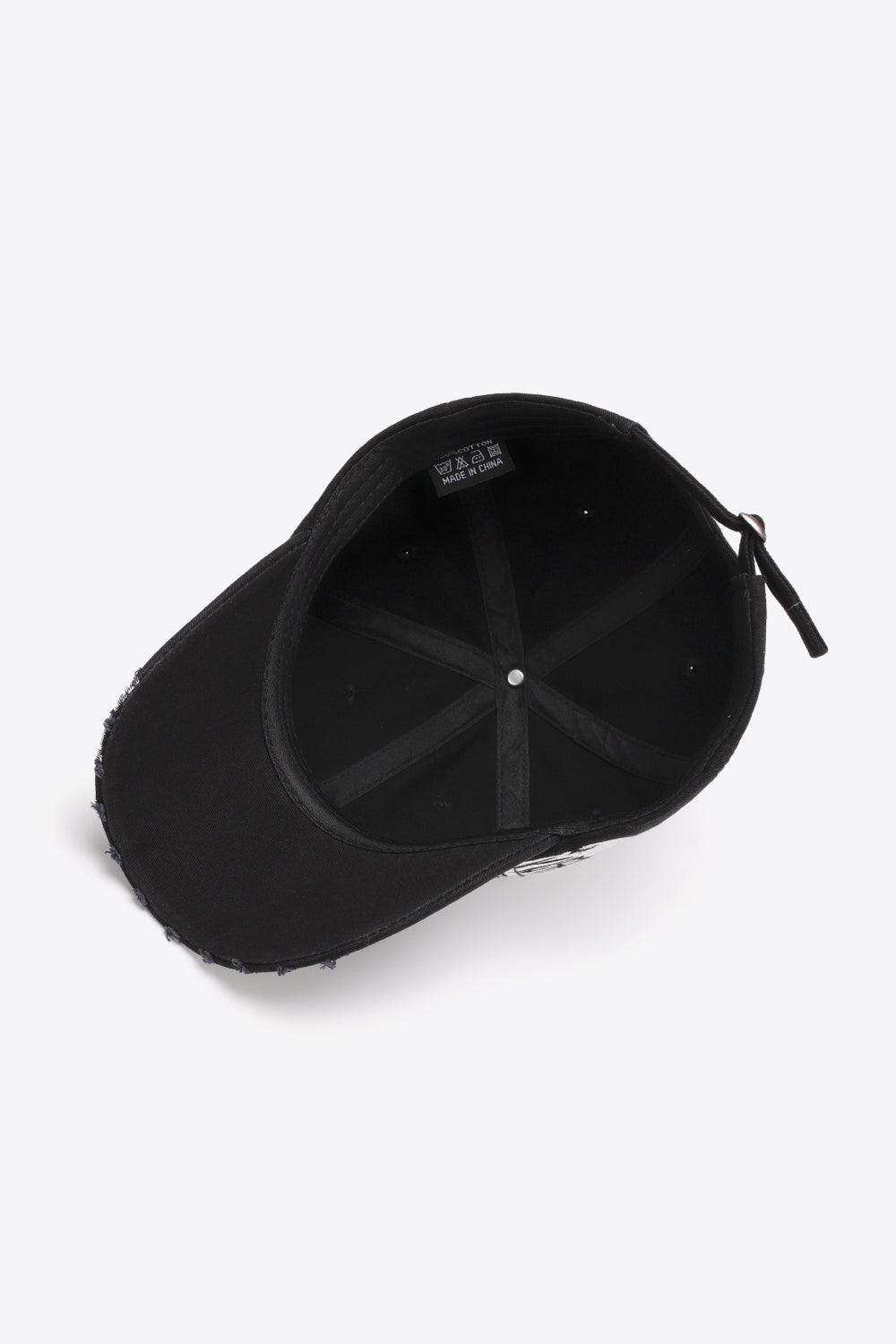 VIBRA Graphic Distressed Adjustable Baseball Cap - Trendsi - Flyclothing LLC