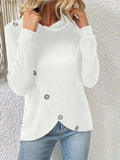 Decorative Button Turtleneck Long Sleeve T-Shirt - Trendsi - Flyclothing LLC