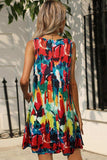 Printed Round Neck Sleeveless Dress with Pockets - Trendsi - Flyclothing LLC