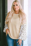 Waffle-Knit Balloon Sleeve Blouse - Trendsi - Flyclothing LLC