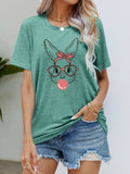 Easter Bunny Graphic Round Neck T-Shirt - Trendsi - Flyclothing LLC
