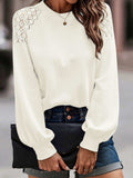 Lantern Sleeve Round Neck Blouse - Trendsi - Flyclothing LLC