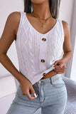 Decorative Button Mixed Knit Tank - Trendsi - Flyclothing LLC