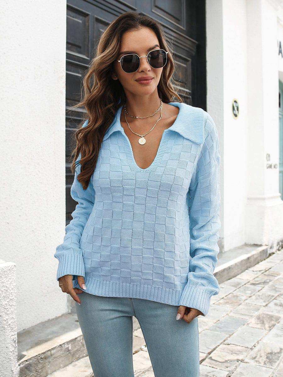 Johnny Collar Dropped Shoulder Sweater - Trendsi - Flyclothing LLC