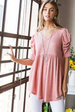 Heimish Full Size Waffle Knit V-Neck Babydoll Top - Trendsi - Flyclothing LLC