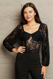 Lace Long Sleeve Bodysuit - Trendsi - Flyclothing LLC