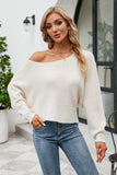 Boat Neck Horizontal Ribbing Dolman Sleeve Sweater - Trendsi - Flyclothing LLC