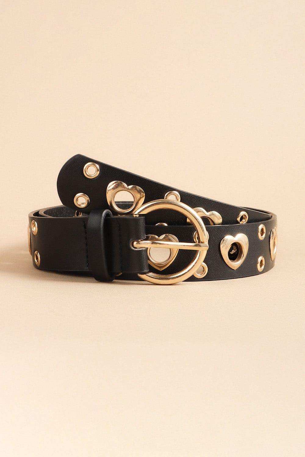 Heart Shape Alloy Detail PU Leather Belt - Trendsi - Flyclothing LLC
