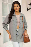 Snap Down Collared Jacket - Trendsi - Flyclothing LLC