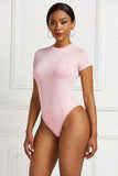 Round Neck Short Sleeve Bodysuit - Trendsi - Flyclothing LLC
