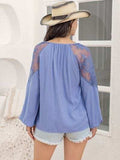 Lace Detail Tie Neck Balloon Sleeve Blouse - Trendsi - Flyclothing LLC
