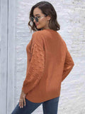 Round Neck Dropped Shoulder Sweater - Trendsi - Flyclothing LLC