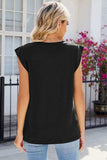 V-Neck Cap Sleeve Tank - Trendsi - Flyclothing LLC