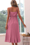 Spaghetti Strap Decorative Button Ruffled Dress - Trendsi - Flyclothing LLC