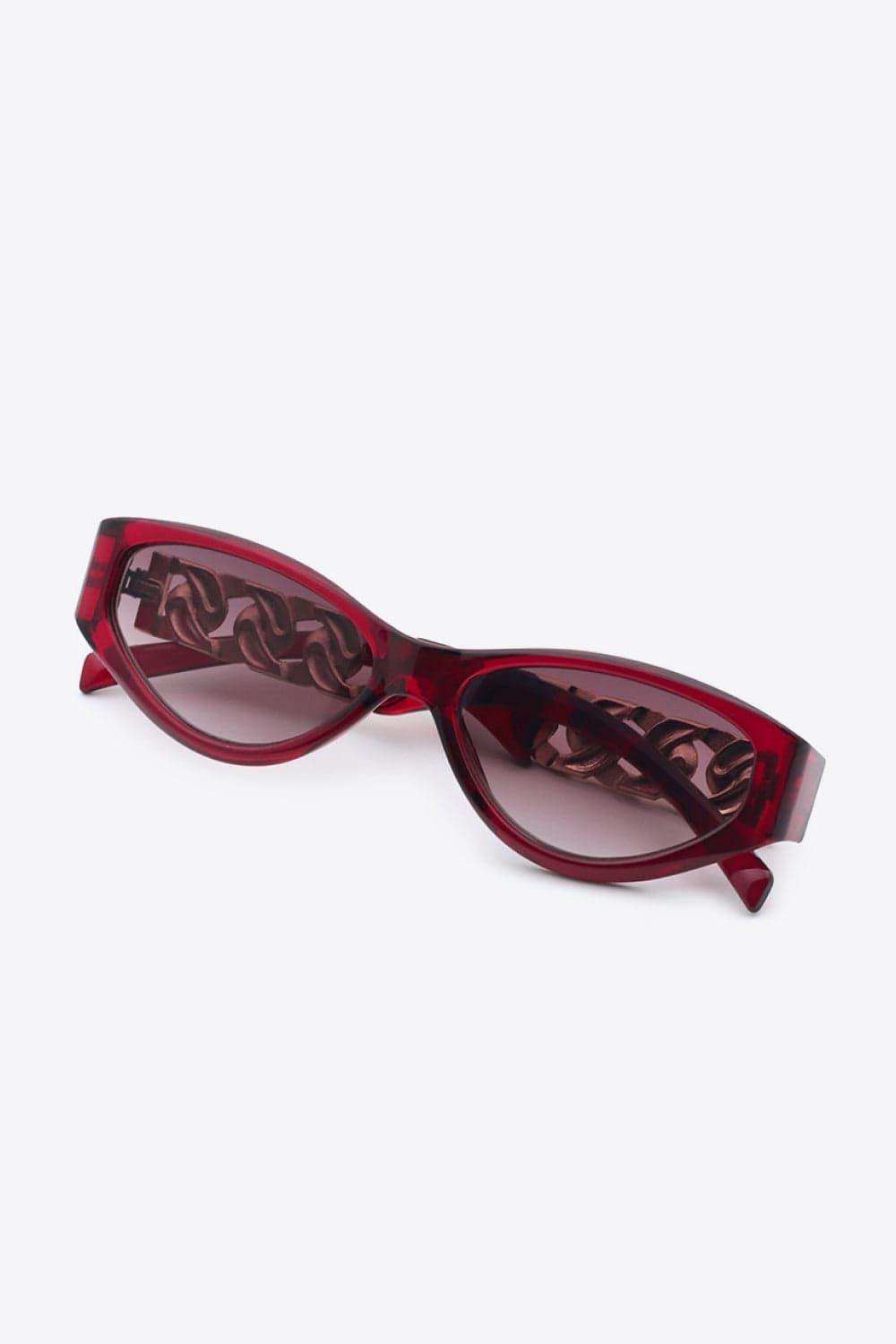 Chain Detail Temple Cat Eye Sunglasses - Trendsi - Flyclothing LLC