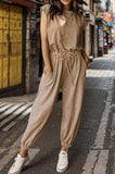 Drawstring Round Neck Cap Sleeve Jumpsuit - Trendsi - Flyclothing LLC