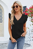 Ruffled V-Neck Cap Sleeve Blouse - Trendsi - Flyclothing LLC