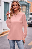 Round Neck Long Sleeve Tee - Trendsi - Flyclothing LLC