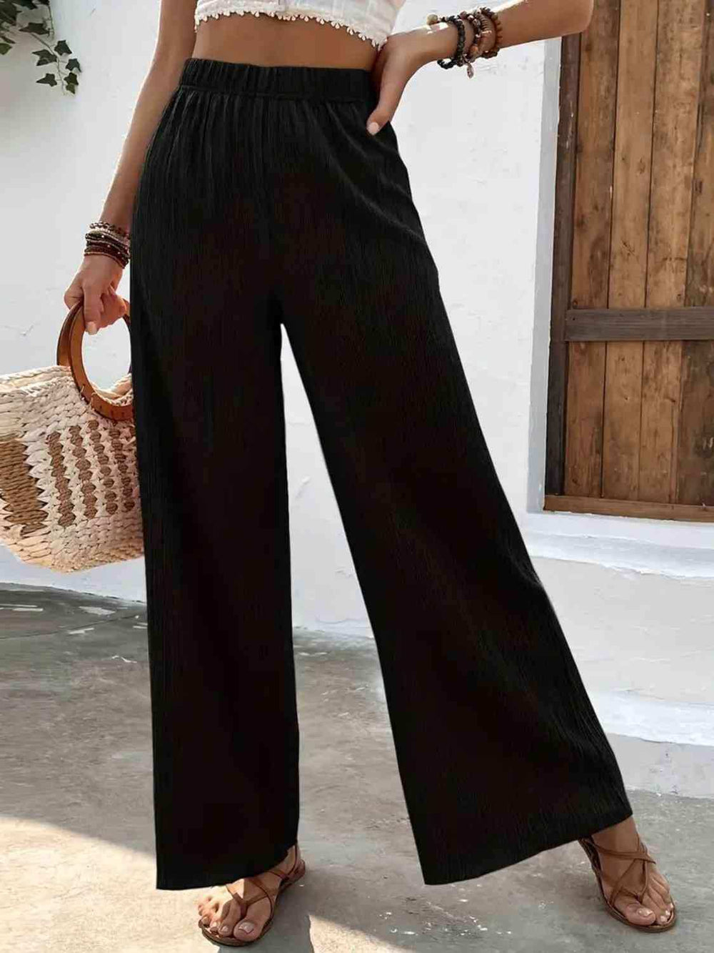 Full Size High Waist Wide Leg Pants - Trendsi - Flyclothing LLC