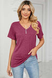 V-Neck Short Sleeve T-Shirt - Trendsi - Flyclothing LLC