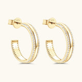 925 Sterling Silver Inlaid Moissanite C-Hoop Earrings - Trendsi - Flyclothing LLC