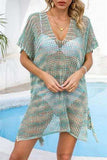 Openwork Slit V-Neck Cover Up - Trendsi - Flyclothing LLC