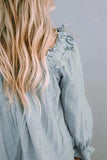 Frill Trim Flounce Sleeve Blouse - Trendsi - Flyclothing LLC