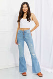 Vibrant MIU Full Size Jess Button Flare Jeans - Trendsi - Flyclothing LLC